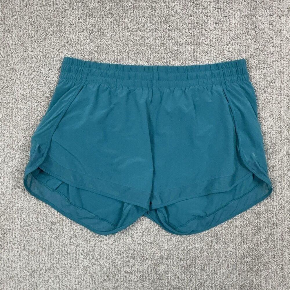 Athleta Shorts Womens Large Blue Mesh Racer Run Short 4 Lined Pockets Running